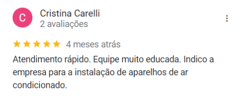 Print real de avaliação de cliente da Refrigeração Mello